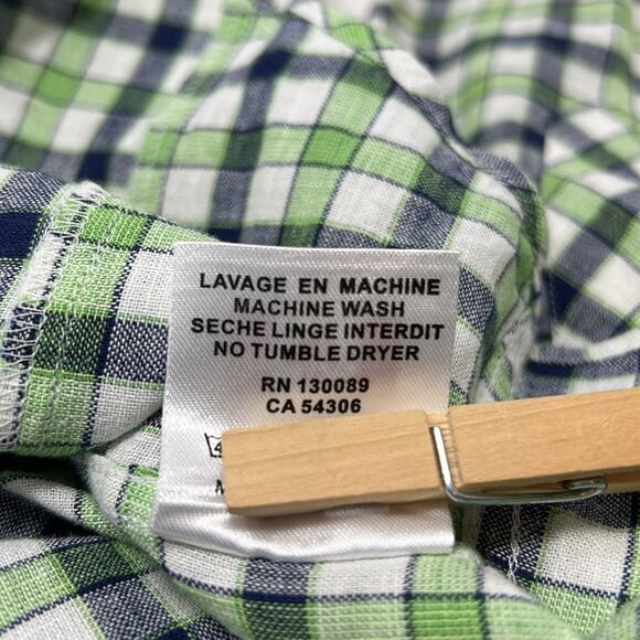 Jared Lang Men's Green & Navy Long Sleeve Woven Button down Shirt Size Medium - Picture 10 of 10